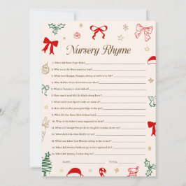 Invitación Christmas Baby Shower Nursery Rhyme Game Printable