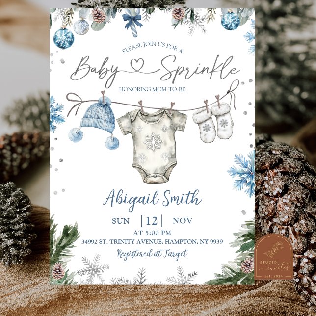 Invitación Christmas Baby Sprinkle clothesline Baby Shower (Subido por el creador)