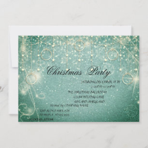 Invitación Christmas Balls,Green  Christmas Company Party