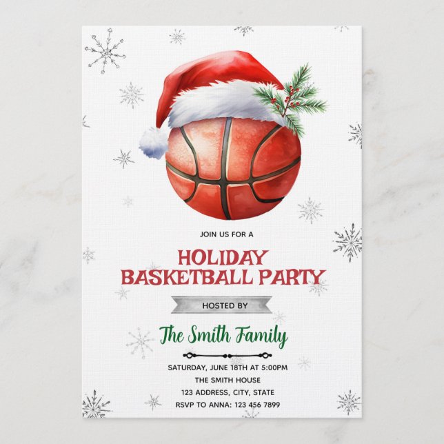 Invitación Christmas basketball party invitation (Anverso)