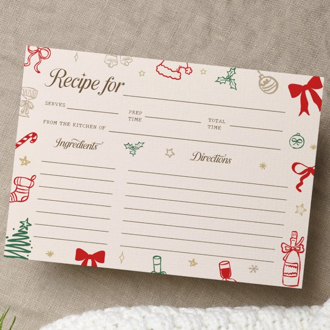 Invitación Christmas Bridal Shower Recipe Card (Subido por el creador)