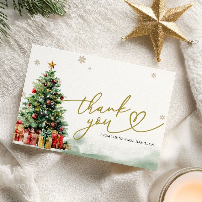 Invitación Christmas Bridal Shower Thank You Card (Subido por el creador)