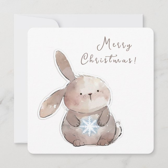 Invitación Christmas Bunny and Snowflake, personalized (Anverso)