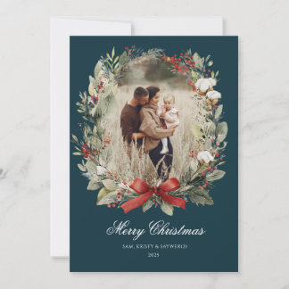 Invitación Christmas Card  Watercolor botanical floral 