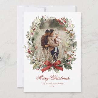 Invitación Christmas Card  Watercolor botanical floral 
