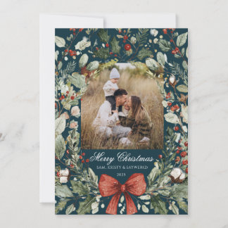 Invitación Christmas Card  Watercolor botanical floral 