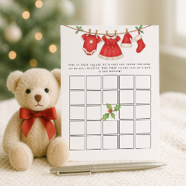 Invitación Christmas Clothesline Bingo Baby Shower Game Card