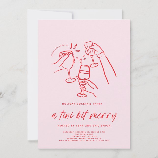 Invitación Christmas Cocktail Party Invitation (Anverso)