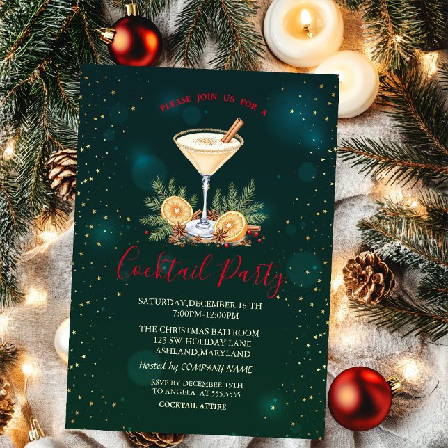 Invitación Christmas Cocktail Stars Green Christmas (Subido por el creador)