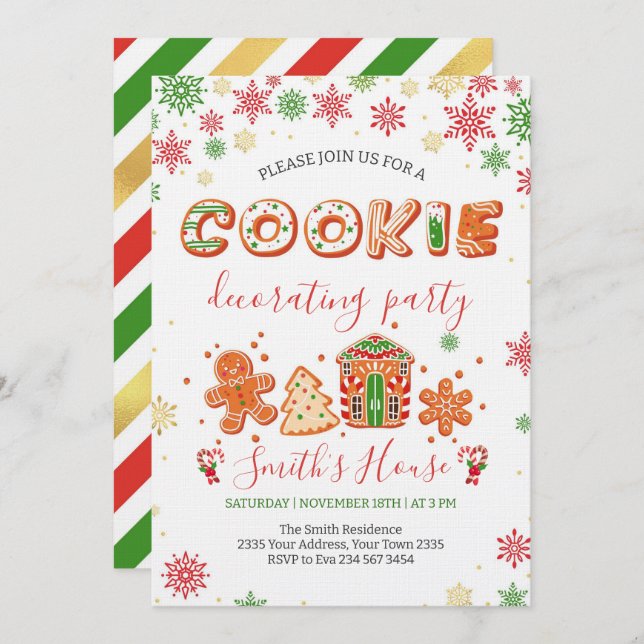 Invitación Christmas Cookie Decorating Party (Anverso / Reverso)