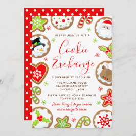 Invitación Christmas Cookie Exchange Red and Green