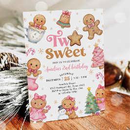 Invitación Christmas Cookie Two Sweet 2nd Birthday Party