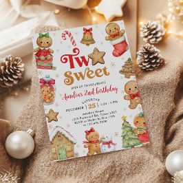 Invitación Christmas Cookie Two Sweet 2nd Birthday Party