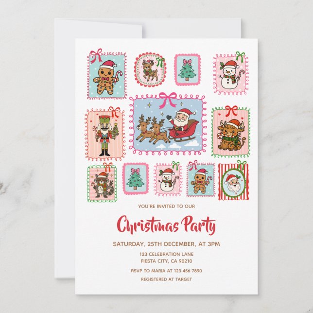 Invitación Christmas Coquette Frame Christmas Party (Anverso)