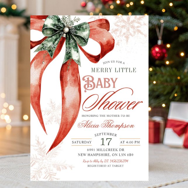 Invitación Christmas Coquette Merry Little Baby Shower (Subido por el creador)
