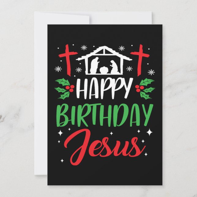 Invitación Christmas Day Happy Birthday Jesus Holiday Gift (Anverso)