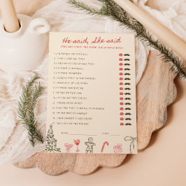 Invitación Christmas Doodle He said She said Card