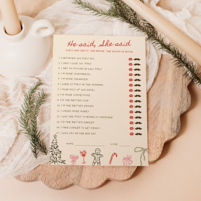 Invitación Christmas Doodle He said She said Card (Subido por el creador)