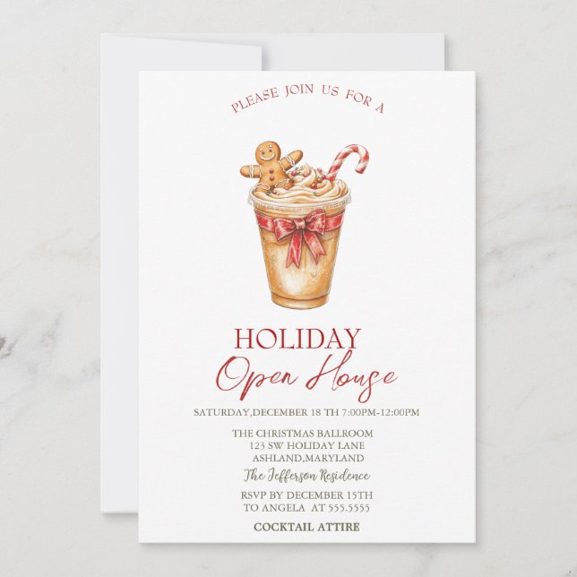 Invitación Christmas Drink Gingerbread Holiday Open House  (Anverso)