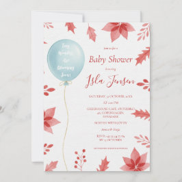 Invitación Christmas Festive Balloon and Red Leaves Baby Show