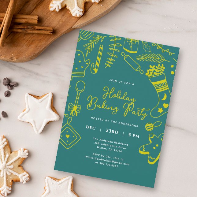 Invitación Christmas festive Green Holiday Baking Party  (Subido por el creador)