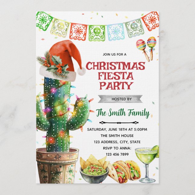 Invitación Christmas Fiesta party Invitation (Anverso)