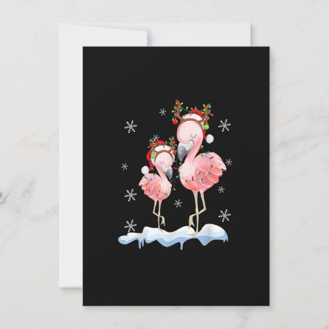 Invitación Christmas Flamingo Santa Hat Xmas Lights Flamingo  (Anverso)