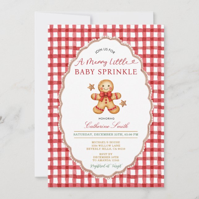 Invitación Christmas Gingerbread Baby Sprinkle Invitation (Anverso)