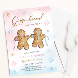 Invitación Christmas Gingerbread Winter Gender Reveal Invite