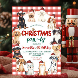 Invitación Christmas Gingham Dog Paw-ty Animal Lover Birthday