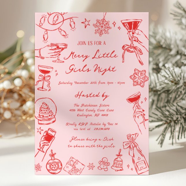 Invitación Christmas Girls Night Invitation (Christmas Girls Night Invitation)