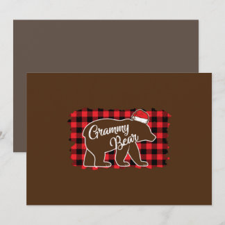 Invitación Christmas Grammy Bear Christmas Red Plaid Buffalo