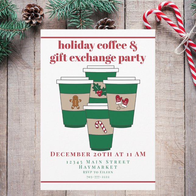 Invitación Christmas Holiday Coffee & Gift Exchange  (Subido por el creador)
