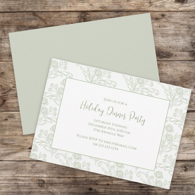 Invitación Christmas Holiday Elegant Green Floral Foliage (Subido por el creador)