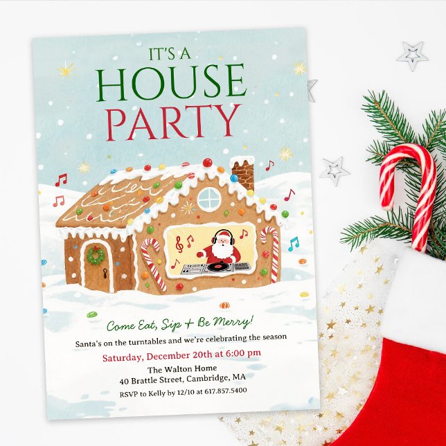 Invitación Christmas Holiday House Party Gingerbread House (Subido por el creador)