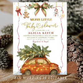 Invitación Christmas Holiday Merry Little Baby Shower