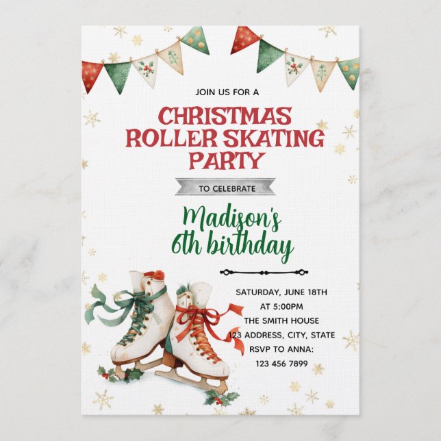 Invitación Christmas Ice Skating Party Invitation (Anverso)