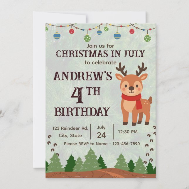 Invitación Christmas in July Birthday Party Invitation (Anverso)