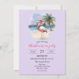 Invitación Christmas in July Custom Company Name Flamingo