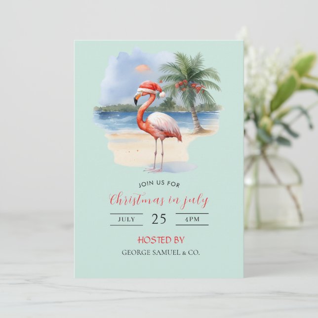 Invitación Christmas in July Custom Company Name Logo & Text (Anverso de pie)