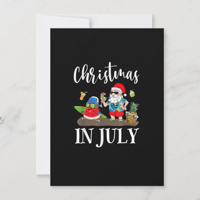 Invitación Christmas In July Santa Claus Beach Surfing Summer (Anverso)