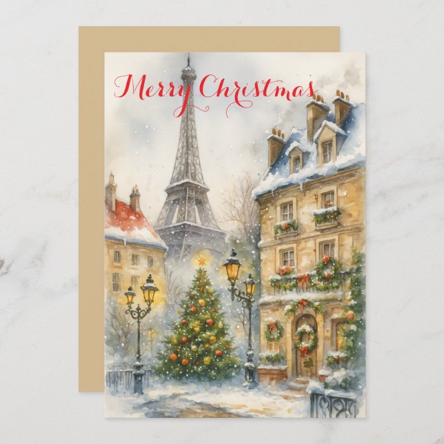 Invitación Christmas in Paris Eiffel Tower Winter Personalize (Anverso / Reverso)