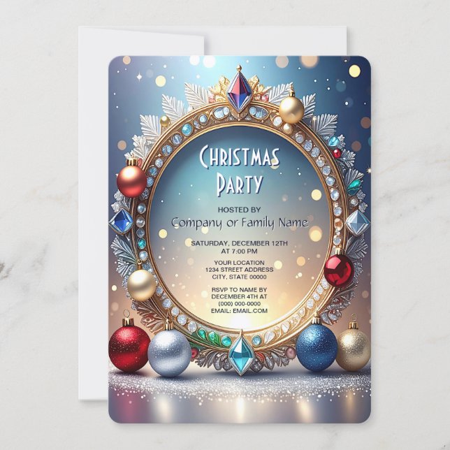 Invitación Christmas Jewel Frame Holiday Party Invitation (Anverso)