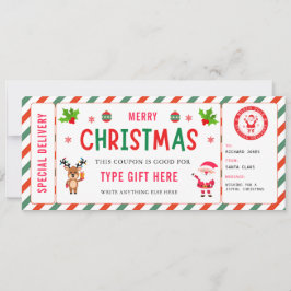 Invitación Christmas Kids Coupon Certificate Rudolph Santa