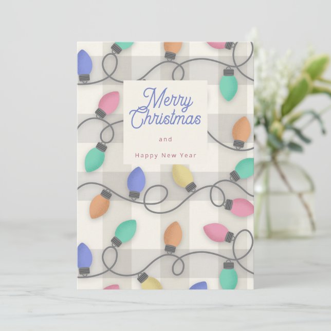 Invitación Christmas lights (Anverso de pie)