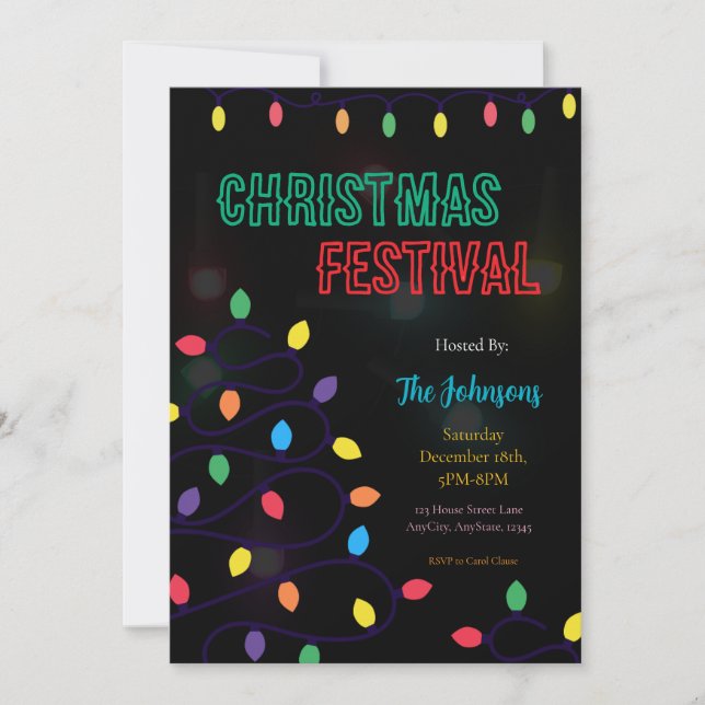 Invitación Christmas Lights Festival Invitation (Anverso)