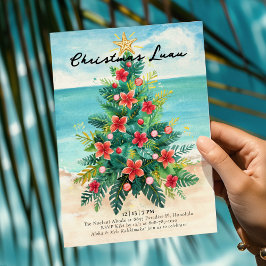 Invitación Christmas Luau - Tropical Beach Palm Tree Holiday