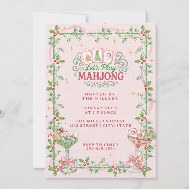 Invitación Christmas Mahjong Party (Anverso)