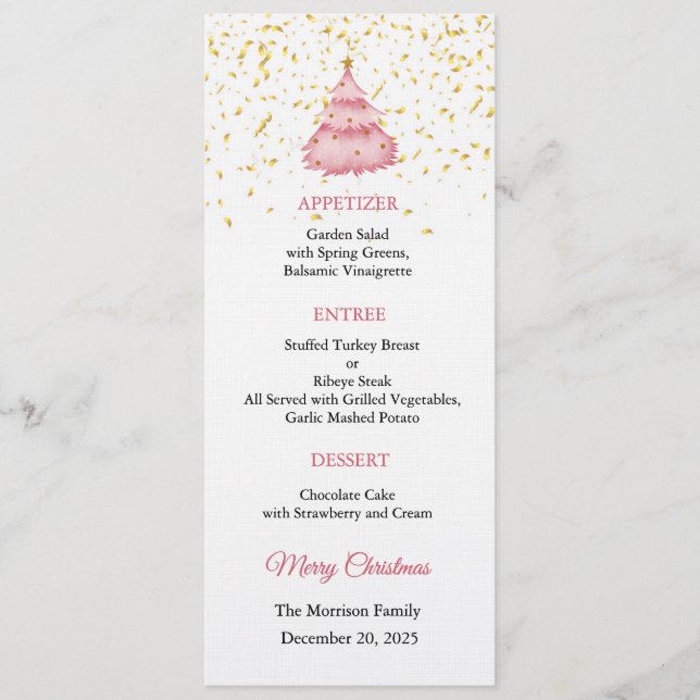 Invitación Christmas Menu Invitation, Christmas Dinner (Anverso)