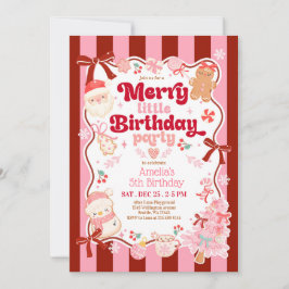 Invitación Christmas Merry Little Birthday Invitation